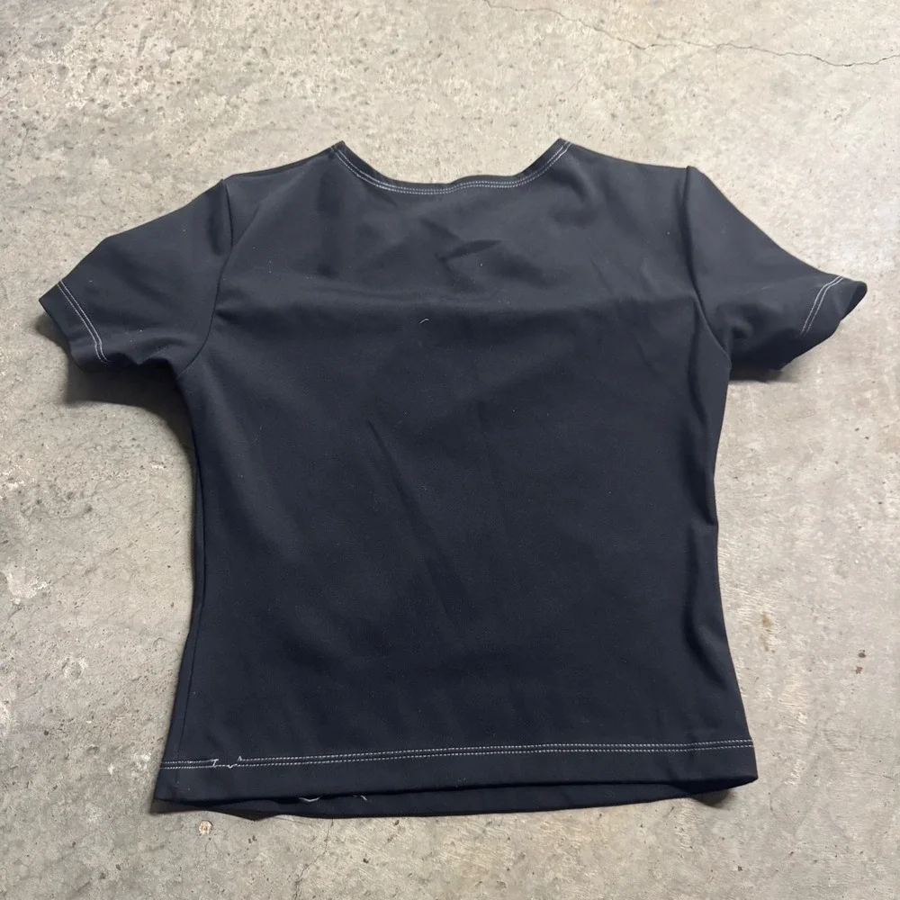 Nike Jordan Women's Black Cutout Short Sleeve Crop Top S/XS Athletic Sporty - Picture 2 of 8